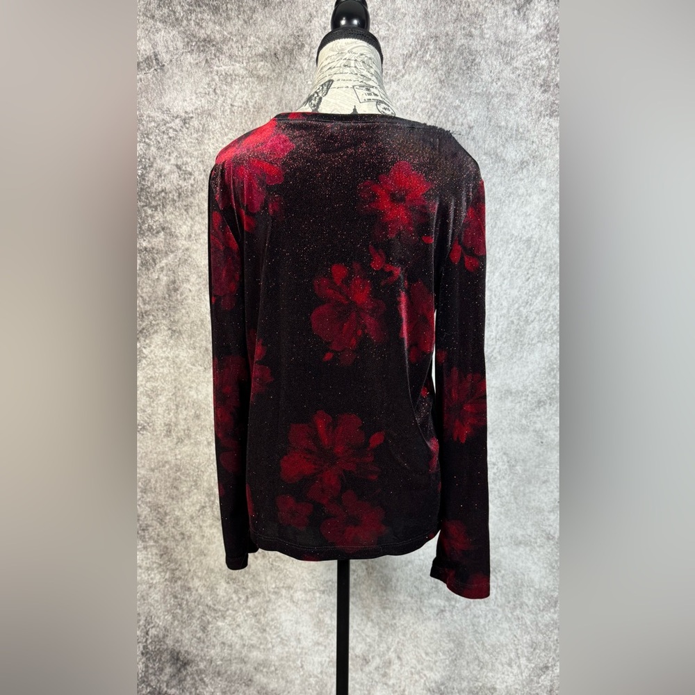 White Stag Holiday Sparkle Floral Knit Top L - Picture 3 of 9